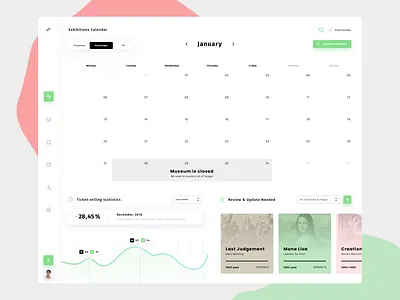 Museum Dashboard Animation animation app app design app animation calendar dashboard exhibition movade museum museum of art ui ux