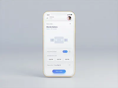Mobile book a table UI animation app book book app booking chat gold interaction ios material mockup natural people restaraunt select table zoom