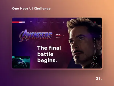 One Hour UI Challenge - 21. - Avengers: ENDGAME animation avengers black widow challenge daily challenge dailyui design iron man ironman landing marvel nebula promo slider ui uiux ux web design