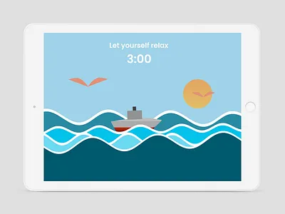 Daily UI 014 - Countdown Timer animation app blue break countdown dailyui dailyui014 dailyuichallange ipad ipad app meditation mock up relax sea ship timer ui ux water watercolor