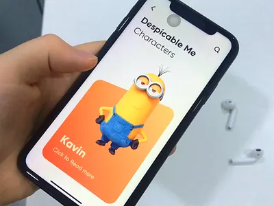 Movie Character UI Animation animation app application brio6 card character clean design despicable me graphics interface motion movie ui ux video
