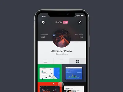 Daily UI #006 / Dribbble App Profile animation app application concept daily 100 daily challange dailyui design dribbble feed interactive ios likes mobile profile social ui ux zipl