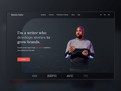 Kareem's Storytelling Website banner copywriter hero hero banner landing page motion personal website speaker stories storytelling website website banner