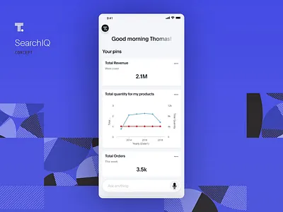 SearchIQ Natural language search. Concept. analyse chart clean data data analytics mobie search voice voice assistant voice search