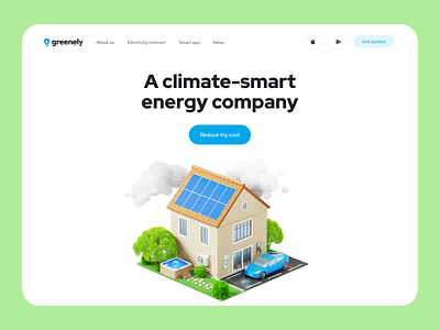 Greenely - Landing page design for a smart energy company 3d 3d design 3d illustrations clean landing page landing page design landing with 3d minimal responsive web design website website design