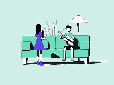 Firekast illustration: Guitar animation c4d colors flat illustration loop sketch and toon