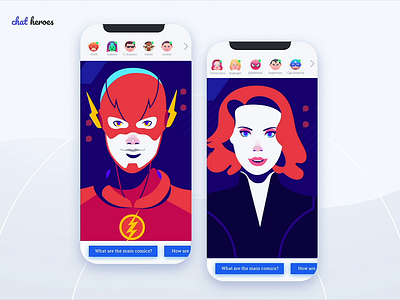 ChatHeroes web experience | 04 animation app character dccomics design flat illustration interface marvel minimalism motion ui ux vector web