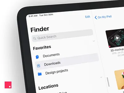 Source files collection - Finder for iPad Concept animation app concept dark dark mode files finder interaction interaction design invision invision studio invisionapp invisionstudio ipad ipad pro prototype studio ui ux video
