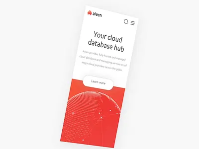 Aiven.io Mobile w/ interactive WebGL globe after effects animation clean gradient interaction mobile hero webgl