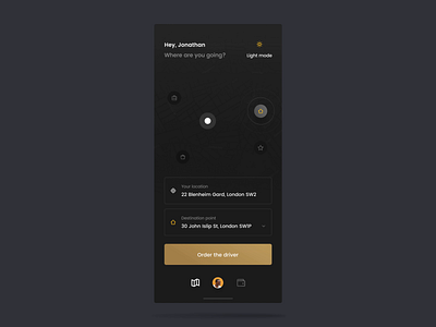 Taxi app #2 🚕 after effect app concept dark design designer interaction interface ios mobile mode motion taxi ui ux