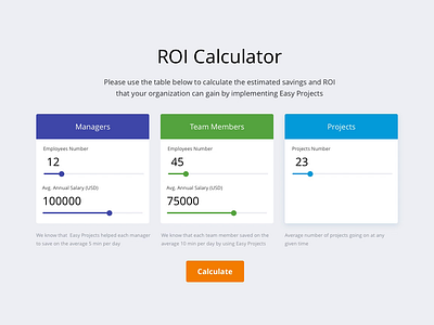 Calculator calculator enterprise management project management roi roi calculator web web design website website design