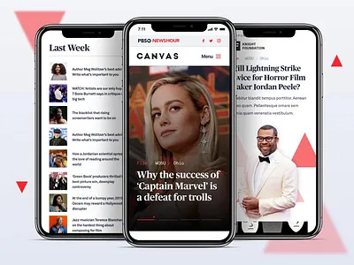 PBS CANVAS Mobile Home article desktop geometric home page homepage homepage design mobile news responsive triangles ui design web design