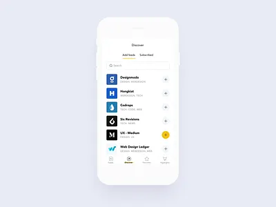 Focus - Subscribing to feeds ae animation feed flat focused invision ios mobile prototype rss sketch ui ux