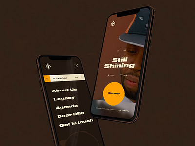 J Dilla Foundation Concept #2 🍩 - Mobile homepage / menu animated animation art direction branding concept interaction j dilla mobile music responsive design typography ui design ux design webdesign website