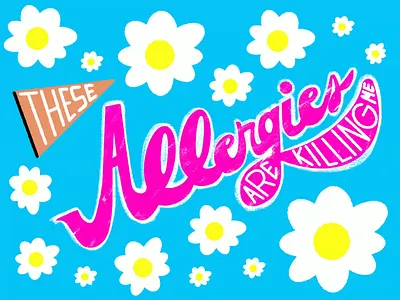 Day 17: 100 Days of Hand Lettering 100dayproject allergies blue design flag hand lettering iconography illustration ipad lettering pink process process video procreate procreate brushes retro spring type typography