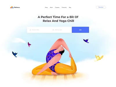 Balance Yoga Studio afterglow agency web corporate business asana chilling clean fitness health healthy lifestyle illustration landing levitation relax sport trainer ui woman workout yoga yoga mat yoga studio