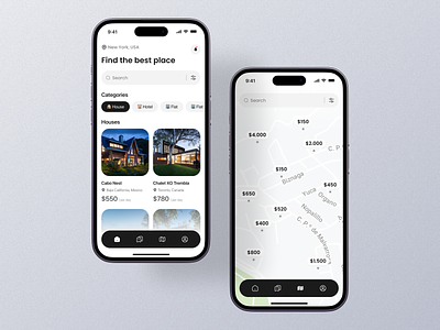 Stayhere - short-term homestays and experiences app design app appdesign figma map mobiledesign modern rental ui ux uxui