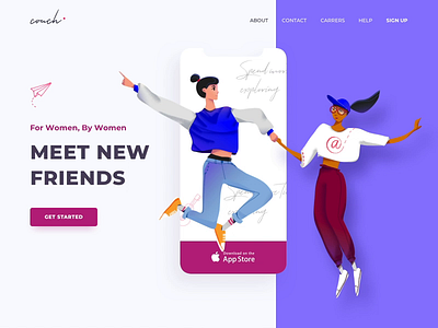 Landing page - Couch animation clean colors design illustration minimal ui ux web website