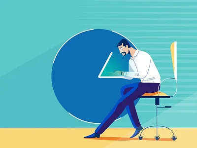 Work hard! 2d animation after effects animation cel animation character character animation character design commercial computer design explainer explainer video illustration motion design motion graphics office technology work