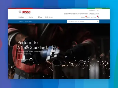 Landingpage for Bosch Power Tools accessory blueprint clean flat hotspots landing page parallax power tool slider tool video web
