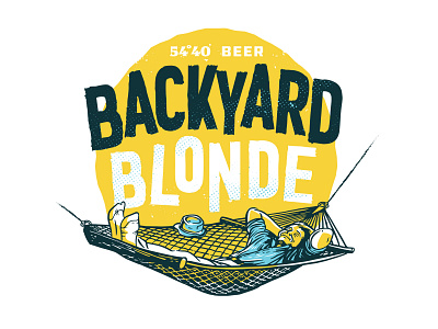 Backyard Blonde backyard badge beer blonde craft beer design hammock illustration label lettering man retro summer sunset swing texture type vintage vintage illustration