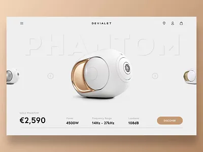 Devialet Phantom Concept animation bass booming design devialet gold hero interaction landing music sound speakers ui ux waveform webdesign website