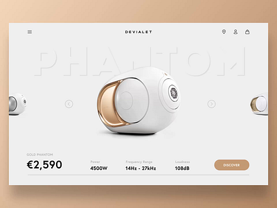 Devialet Phantom Concept animation bass booming design devialet gold hero interaction landing music sound speakers ui ux waveform webdesign website