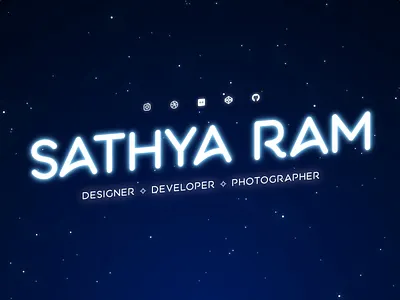 Sathya Ram | Website Hero Animation css design development glow graphic hero logo night stars typography vector