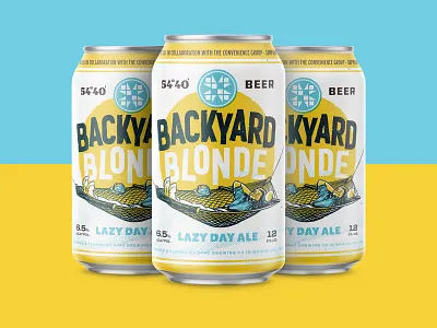Backyard Blonde backyard badge beer beer can beer label brewery brewing craft beer design hammock illustration label lettering logo packaging retro summer swing type vintage