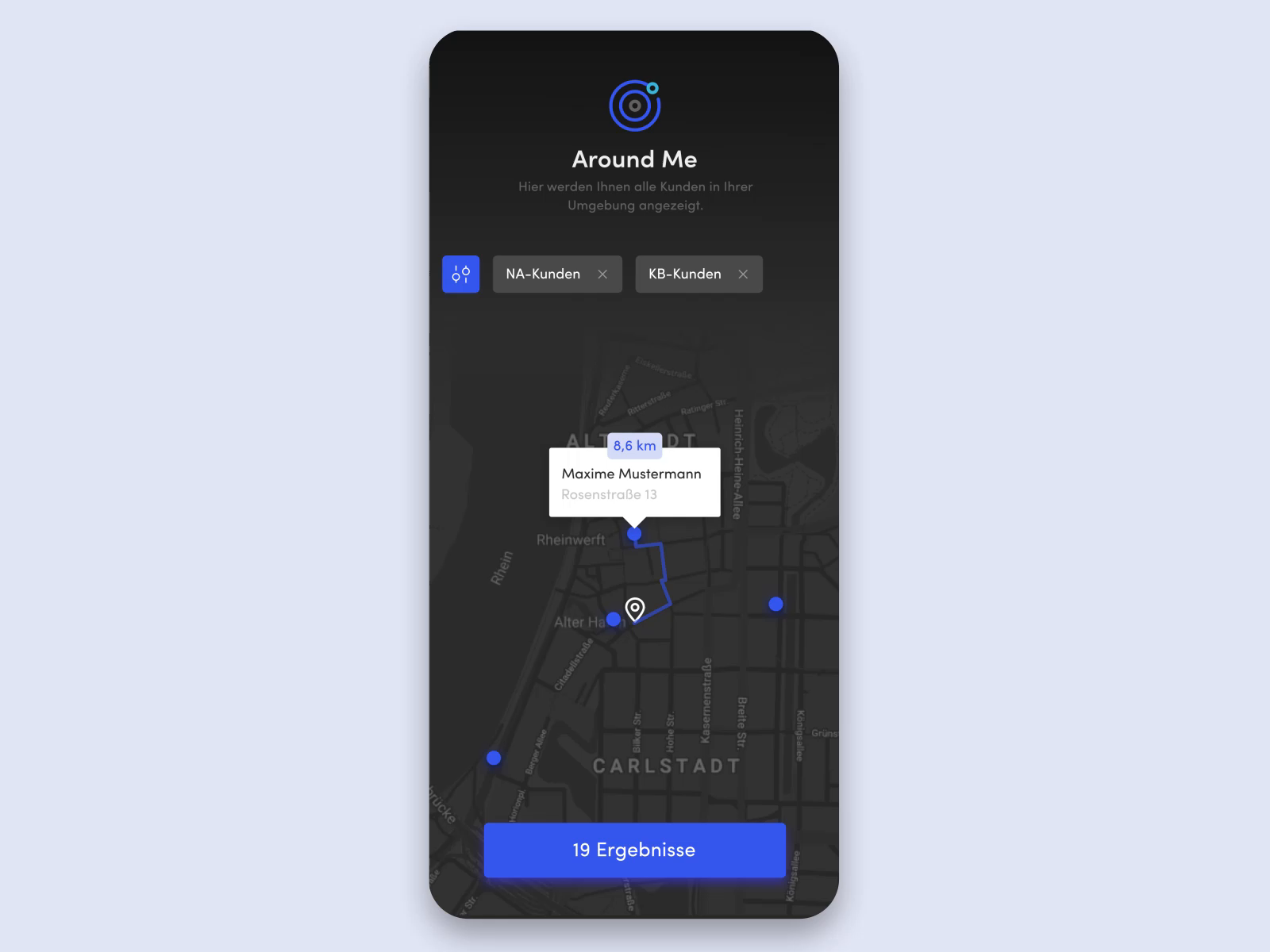 Example of Around Me Customer location