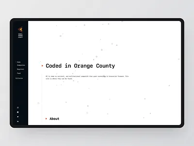 Coded in Orange County: Hero Section animation black development live particles pattern physics ui ux white
