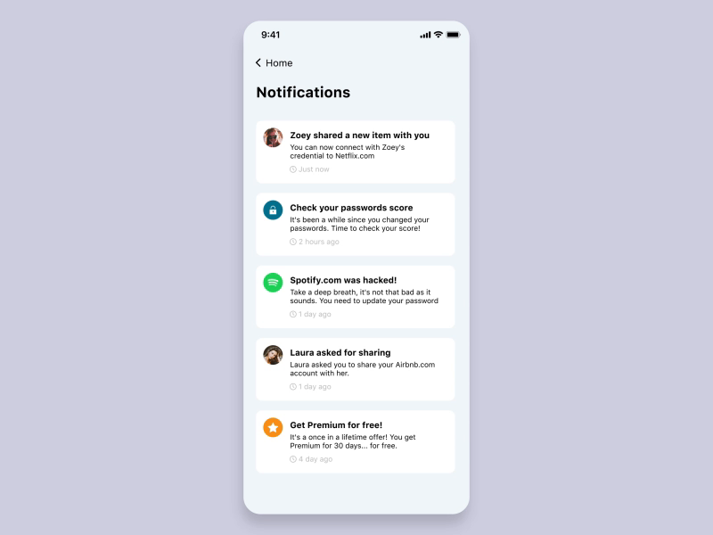 Example of Notification Center // Multiple Actions