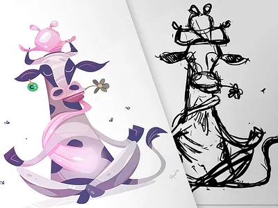 Make it simple! cartoon character characterdesign coloring coloringprocess cow drawing fun illustration process sketch spovv videoprocess yoga yoga pose
