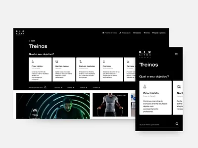 Bio Ritmo - gym training programs page desktop mobile responsive design ui user interface