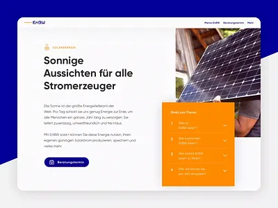 Landingpage Prototype for EnBW animated energy flat framer infographic landing page modern prototype solar vibrant web