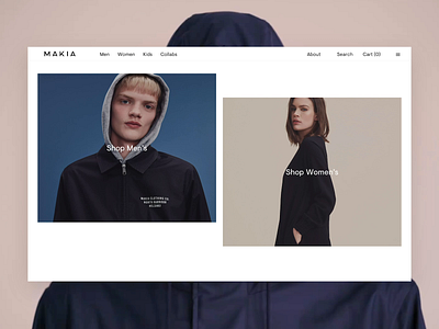 Makia Desktop Frontpage Reveal animation clean ecommerce hero makia