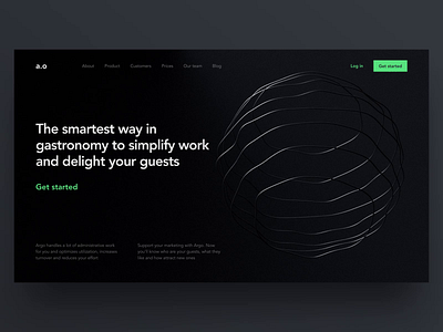 Argo Landing Page 3d abstract argo black dark gastronomy landing landing page landing page concept landing page design landing page ui promo typography web