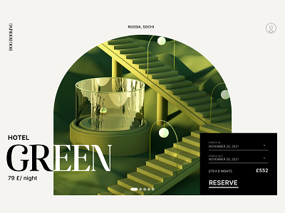 Hotel Green. Dog Booking 3d booking cg cinema4d dog hotel illustration rozov ui visualisation wnbl