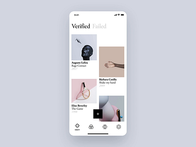 Oneprove iOS - Verified Artworks app gallery interaction ios minimal oneprove strv strvcom ui ux verify white