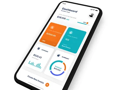 Invoice App [WIP] analytic animation app chart dashboard figma invoice ios management mobile principle product design stats ui ux