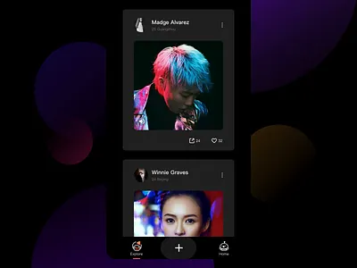 Social App Demo card like list pictures pictures edit social