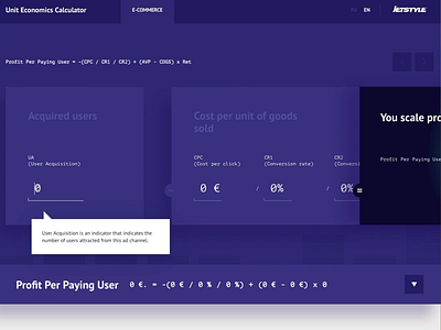 Unit Economics Calculator calculator e commerce interface design ui unit economics