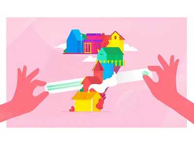 7 iPhone apps to help you stay organised 7 article page cartoon character coloful hands home houses illustration