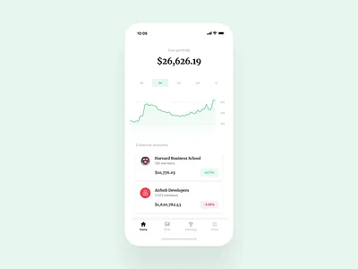 CommonStock iOS App animation app cards clean dashboard design graphs interaction ios minimal mobile serif stocks strv typography ui ux white