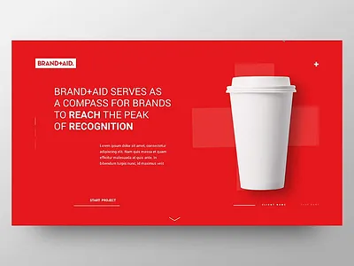 Brand+Aid Website Concept adobe xd animation branding homepage interaction interface layout prototype red smooth ui design uxui web webdesign website