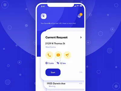 Driver Tracking App Animation app clean delivery driver ios iphone map mobile task ui user interface ux
