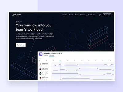 Workload — Motion study animation asana grid illustration landing page layout motion study prototype type typography ui web