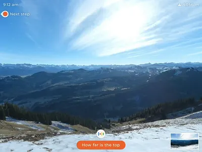 AR Hiking Navigation - Google Glass 3d ar experience assistant augmentedreality direction google glass head mounted display head tracking hiker interaction location based ar motion motion tracking navigation photo virtual voice weather