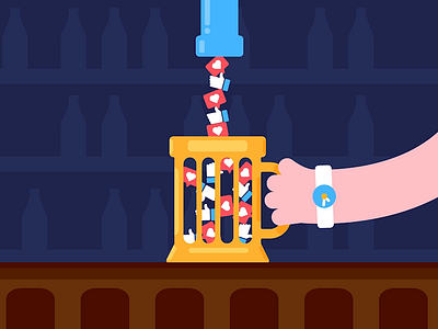 Bottoms Up 2d animation addiction animation after effects bar beer drinking gif likes motiondesign social media vector animation