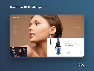 One Hour UI Challenge - 29. - Earrings animation challenge daily challange daily challenge dailyui design e commerce earrings fashion gold landing promo shop site slider ui uiux ux web design